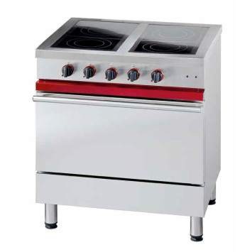 Fourneau électrique Gamme 800, 4 foyers radiants, 1 four électrique 620 x 400.