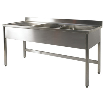 Plonge 2 cuves avec égouttoir sans sous tablette