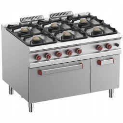 Fourneau 6 feux sur four gaz GN 2/1 et armoire neutre fermée – G900