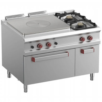 Fourneau taque coup de feu, 2 feux, four GN 2/1, armoire neutre fermée – G900