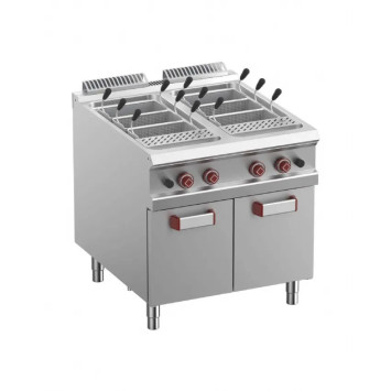 Cuiseur à pâtes gaz, 2 cuves 40 lit. Sur meuble fermé (s/paniers) – G900