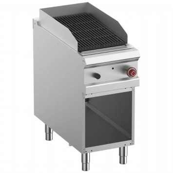 Grill pierre de lave, module 1/2, grille “2 faces” en fonte, armoire ouverte – G900