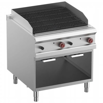 Grill pierre de lave, module 1/1, grille “2 faces” en fonte, armoire ouverte – G900