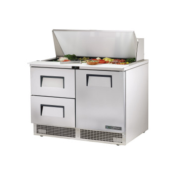 TABLE DE PREPARATION 1 PORTE BATTANTE ET 2 TIROIRS - TFP-48-18M-D-2-HC - TRUE