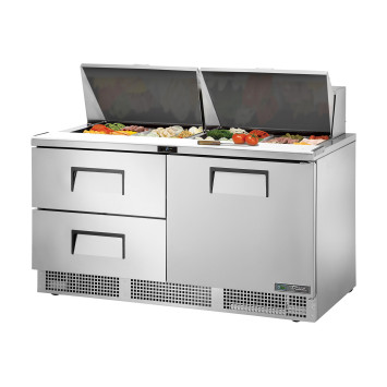 TABLE DE PREPARATION 1 PORTE BATTANTE ET 2 TIROIRS - TFP-64-24M-D-2-HC - TRUE