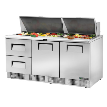 TABLE DE PREPARATION 2 PORTES BATTANTES ET 2 TIROIRS - TFP-72-30M-D-2-HC - TRUE