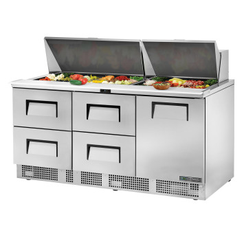 TABLE DE PREPARATION 1 PORTE BATTANTE ET 4 TIROIRS - TFP-72-30M-D-4-HC - TRUE