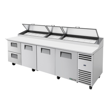 TABLE A PIZZA 3 PORTES - 2 TIROIRS - 15 BACS GN1/3 - TPP-AT-119D-2-HC - TRUE