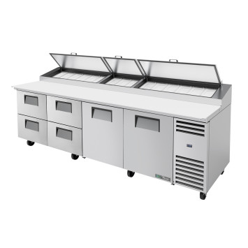 TABLE A PIZZA 2 PORTES - 4 TIROIRS - 15 BACS GN1/3 - TPP-AT-119D-4-HC - TRUE