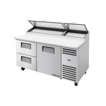 TABLE A PIZZA 1 PORTE - 2 TIROIRS - 9 BACS GN1/3 - TPP-AT-67D-2-HC - TRUE