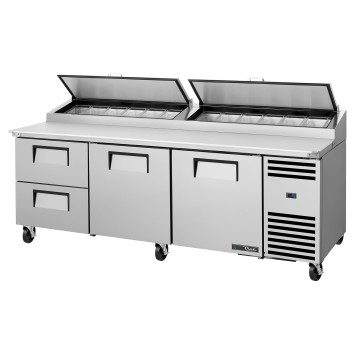 TABLE A PIZZA 2 PORTES - 2 TIROIRS - 12 BACS GN1/3 - TPP-AT2-93D-2-HC - TRUE