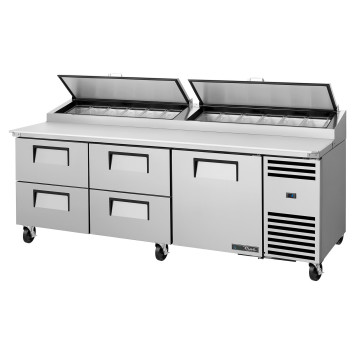 TABLE A PIZZA 1 PORTE - 4 TIROIRS - 12 BACS GN1/3 - TPP-AT2-93D-4-HC - TRUE