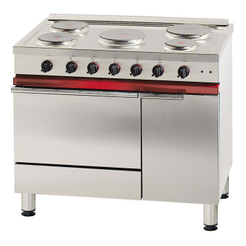 Fourneau électrique Gamme 1000, 5 plaques électriques, 1 four électrique Gastronorme 1/1.